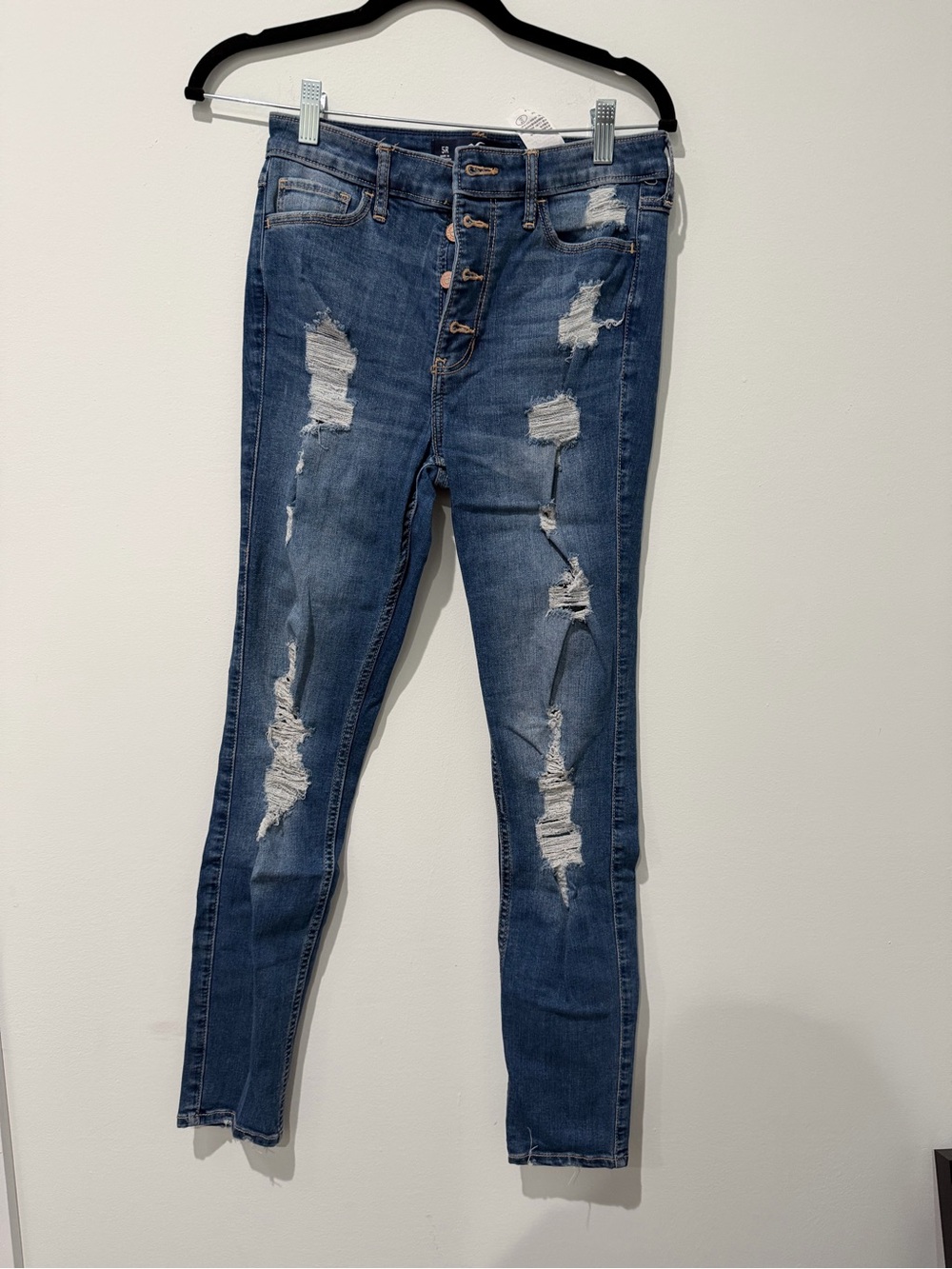 Hollister Distressed Skinny Jeans - Medium Blue